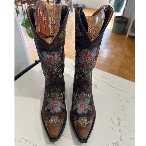 Old Gringo Women's Bonnie Embroidered Floral Choc/Brass Cowboy Boot,NIB,Size 6.5 - Picture 5 of 9